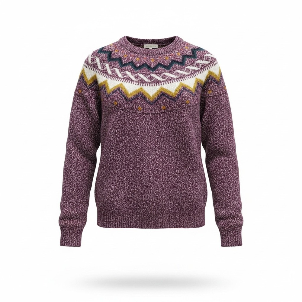 Old Navy Womens Size XL Purple Fair Isle Crew Neck Long Sleeve Knit Sweater